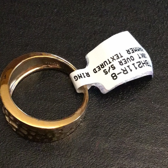 18K Over Sterling Silver Ring 7.75 Jewelry Estate - Picture 3 of 3